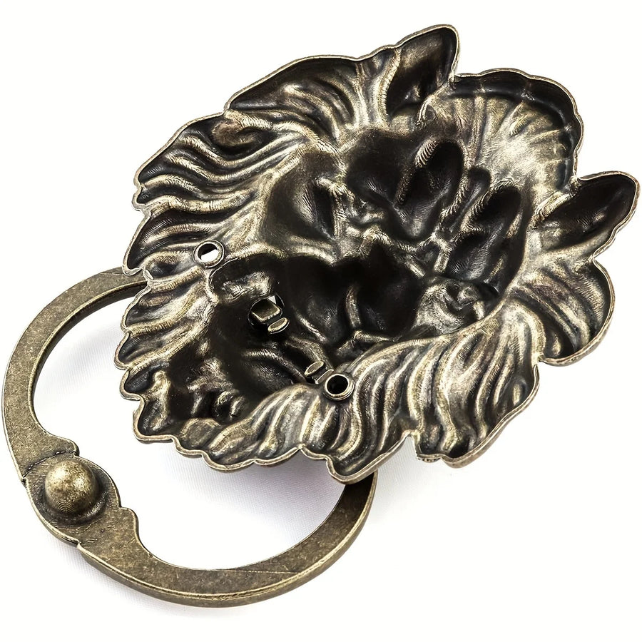 Antique Bronze Lion Head Door Knocker — 6.3"