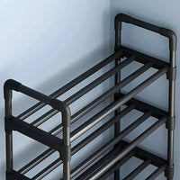 Black elevated shoe rack