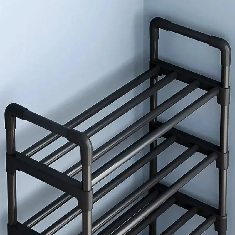 Black elevated shoe rack