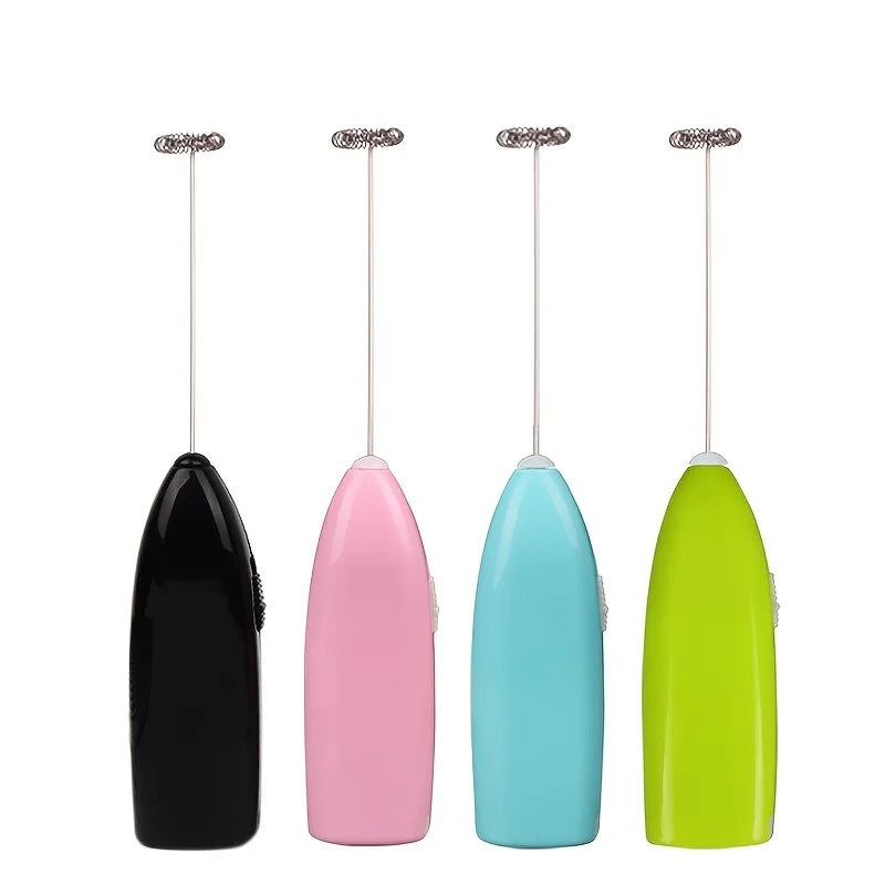 Handheld Electric Milk Frother & Egg Beater — Battery Powered, Stainless Steel