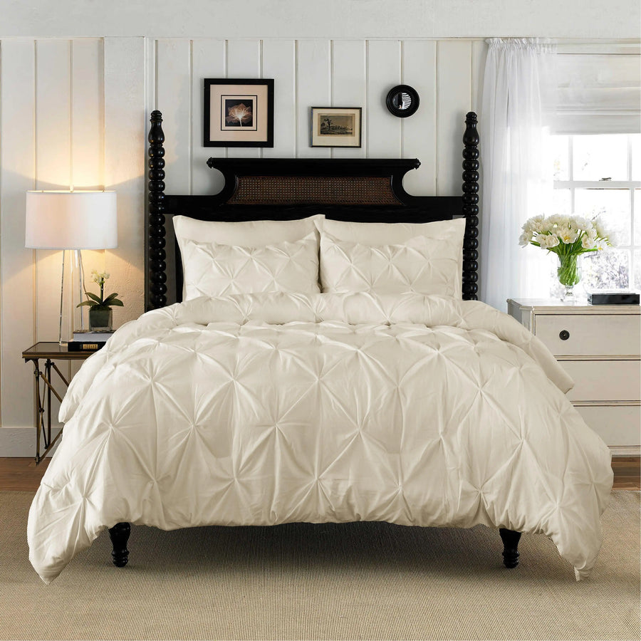 Pintuck Cotton Duvet Cover Set — 3 Piece, 7 Colours