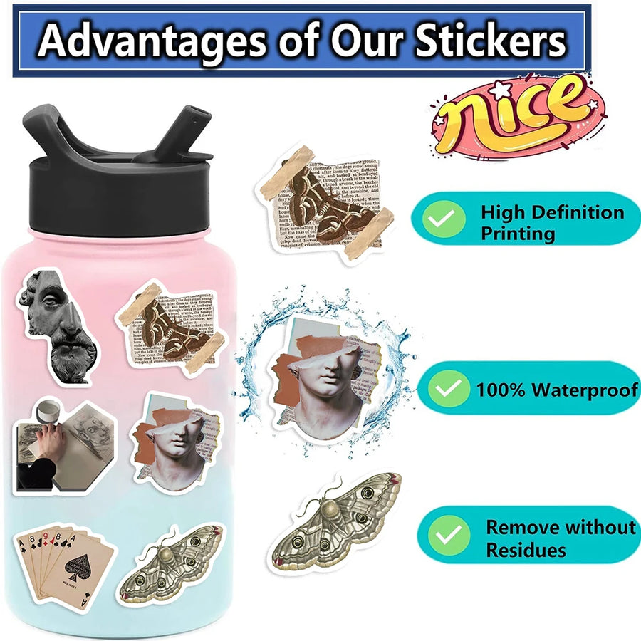Dark academia sticker pack — 50 waterproof decals