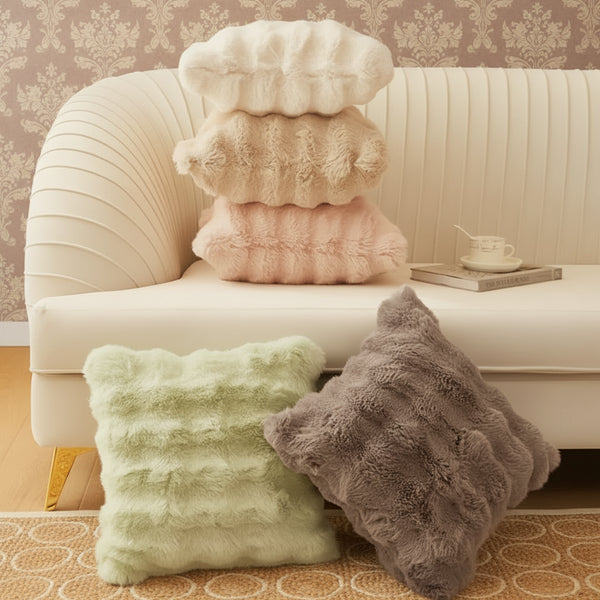 Soft Plush Fur Cushion Cover — 45x45cm | 7 Colours | Sofa & Bedroom Decor