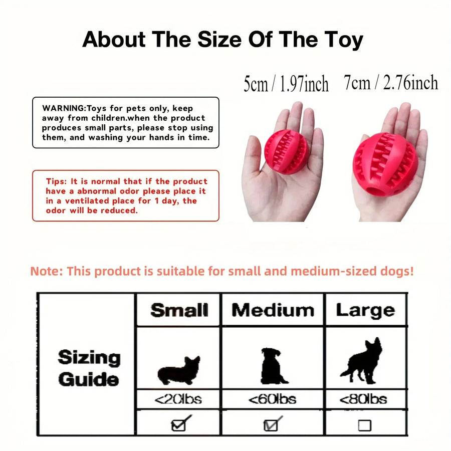 Rubber Chew & Treat Feeder Ball for Dogs & Cats