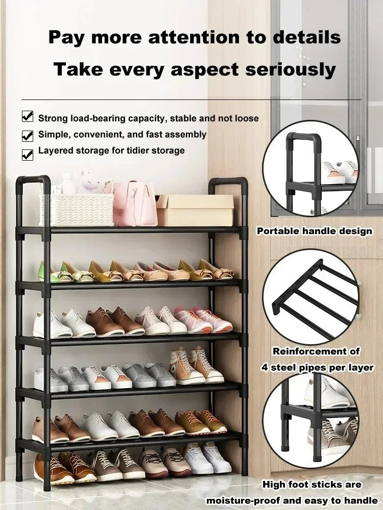 Black elevated shoe rack