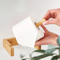 Bamboo wall-mounted toilet paper holder