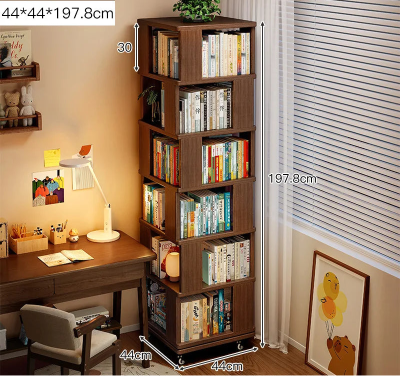 Solid Wood Rotating Bookshelf