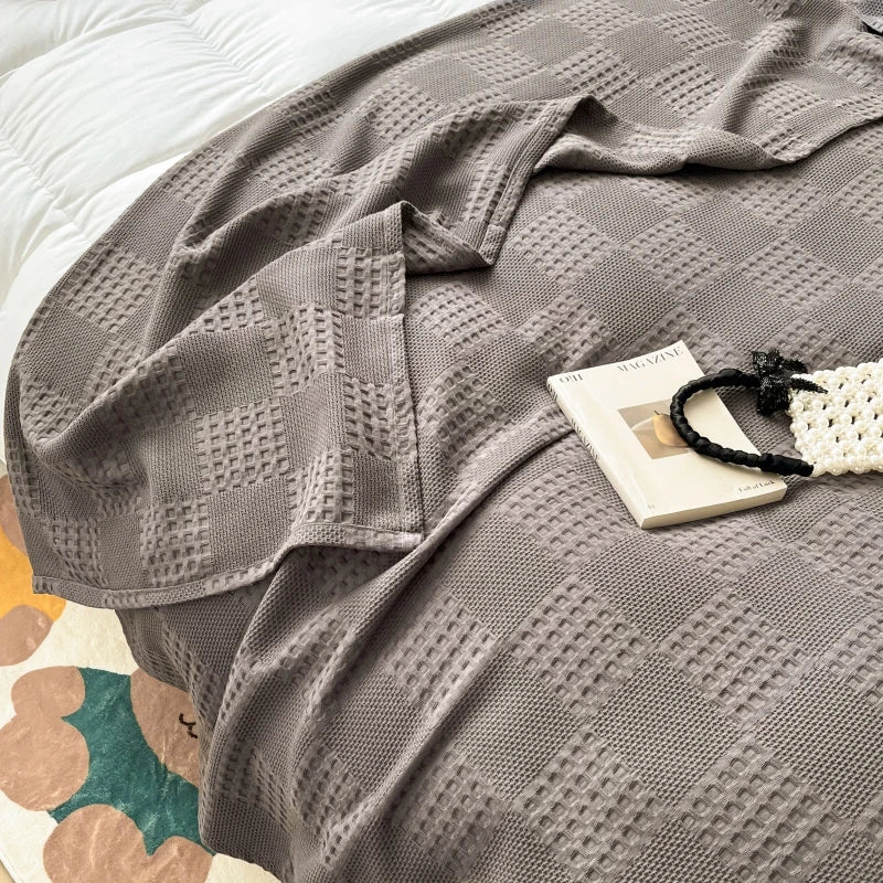 Pure Cotton Waffle Throw Blanket — Breathable & Soft | 6 Colours | 3 Sizes