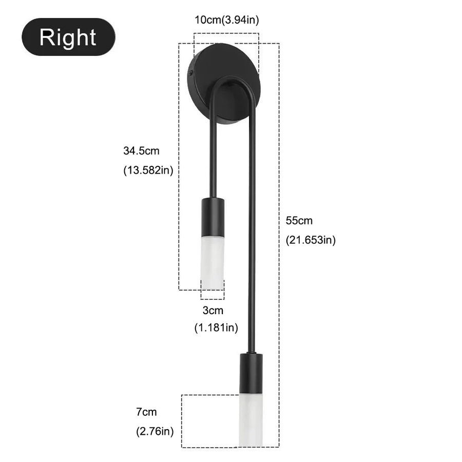 Nordic Modern Wall Lamp — Dual Light, Touch Switch, Black & Gold