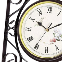 Antique Double-Sided Iron Wall Clock — Silent Movement | Indoor & Outdoor