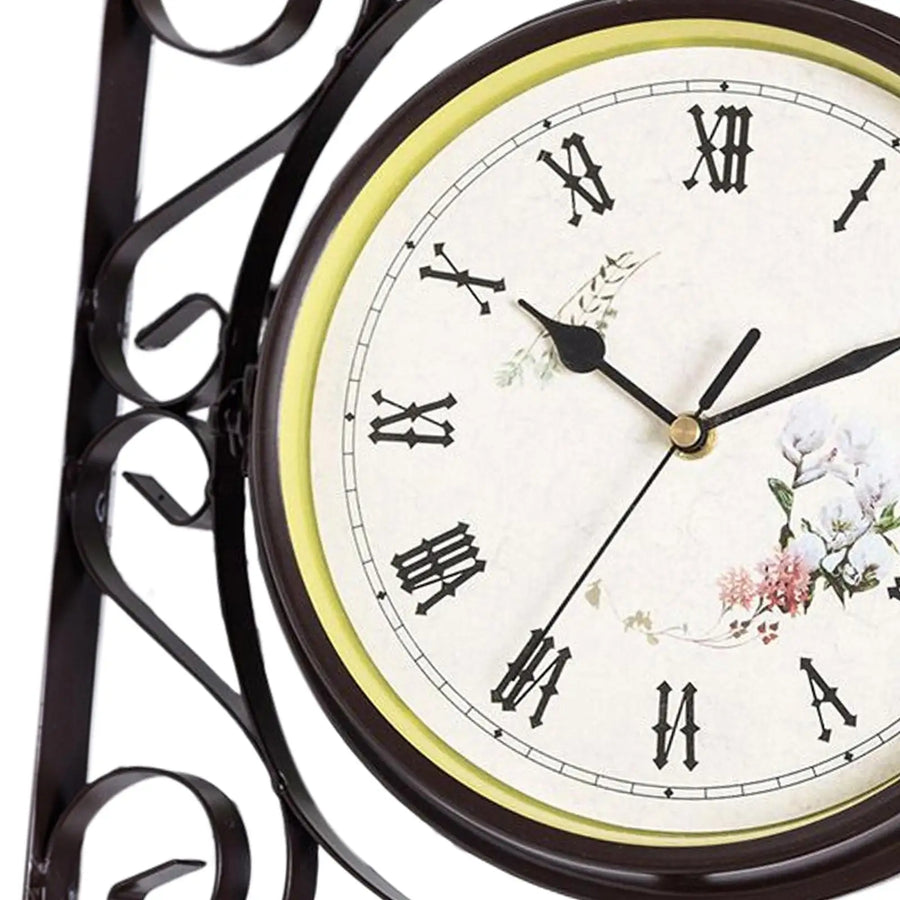 Antique Double-Sided Iron Wall Clock — Silent Movement | Indoor & Outdoor