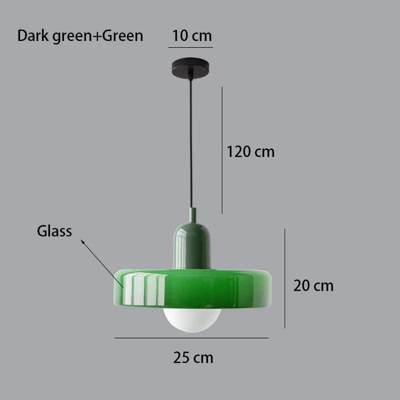 Bauhaus Glass Pendant Chandelier — Hand-Blown Shade