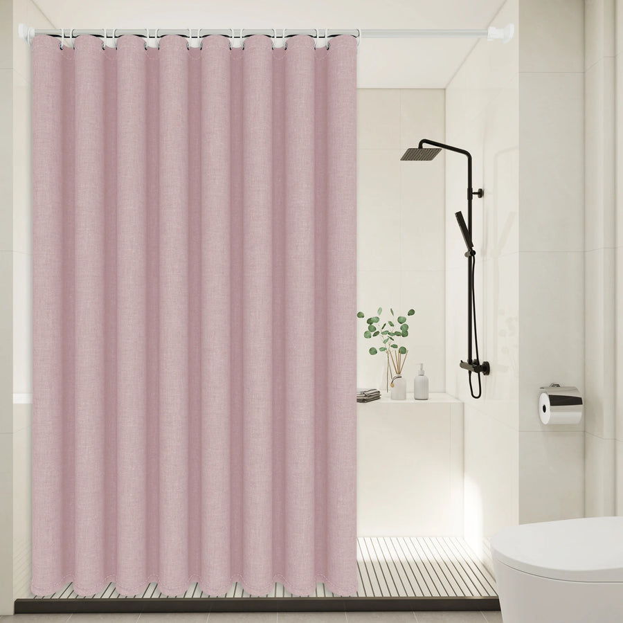 Minimalist Linen Texture Shower Curtain — Weighted Hem | Thick Polyester | 5 Colours | 5 Sizes