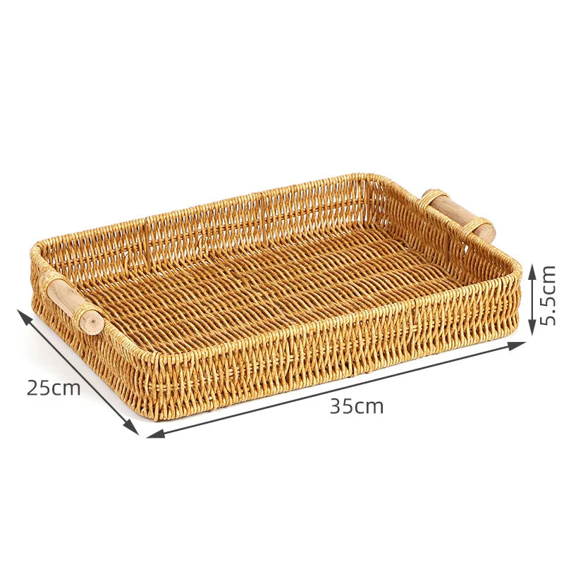 Wicker Rectangular Serving Tray