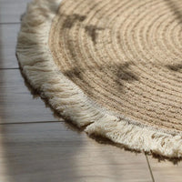 Natural Jute Round Rug with Tassels | Hand-Woven | 80cm