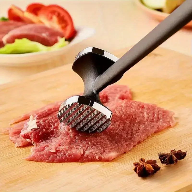 Heavy-Duty Stainless Steel Meat Tenderizer Hammer | Gold & Black