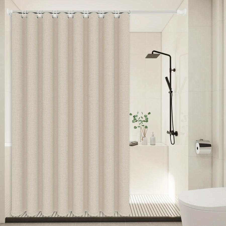 Minimalist Linen Texture Shower Curtain — Weighted Hem | Thick Polyester | 5 Colours | 5 Sizes