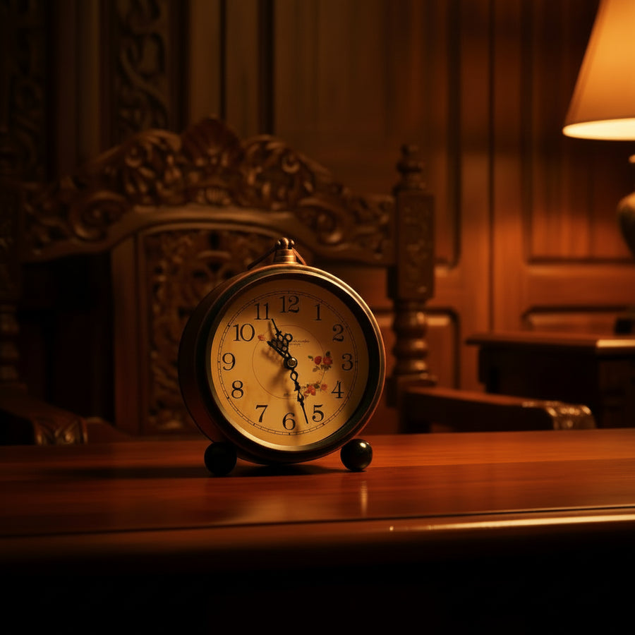 Vintage Metal Alarm Clock with Night Light — Super Silent | Bedside & Desk