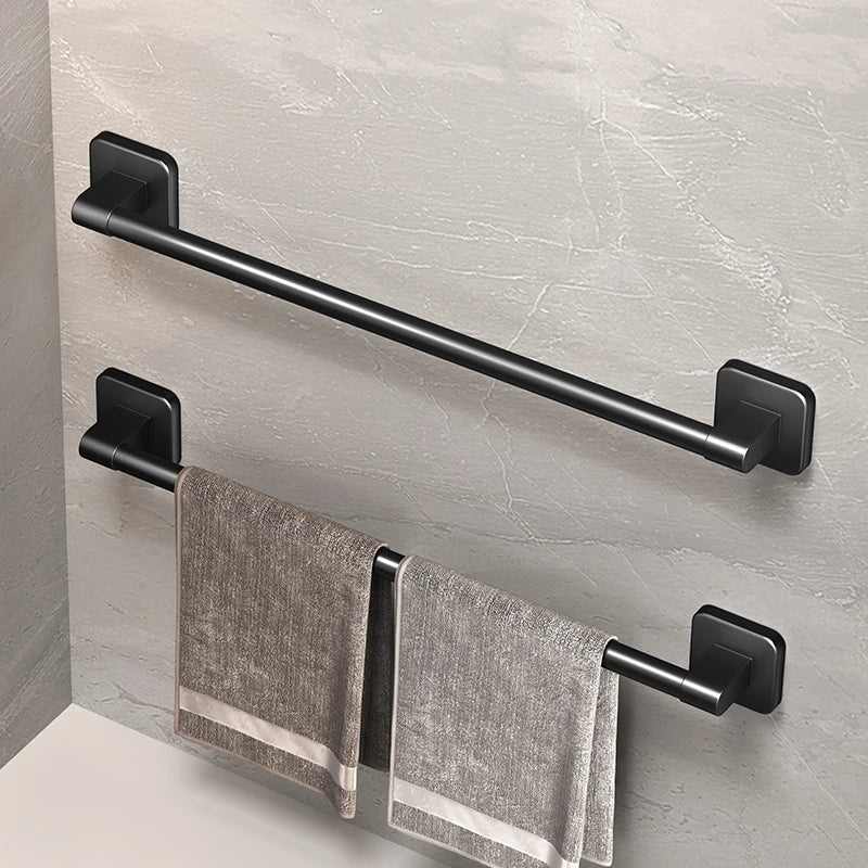 Self-Adhesive Towel Rail — No-Drill | White & Black | 30–80cm