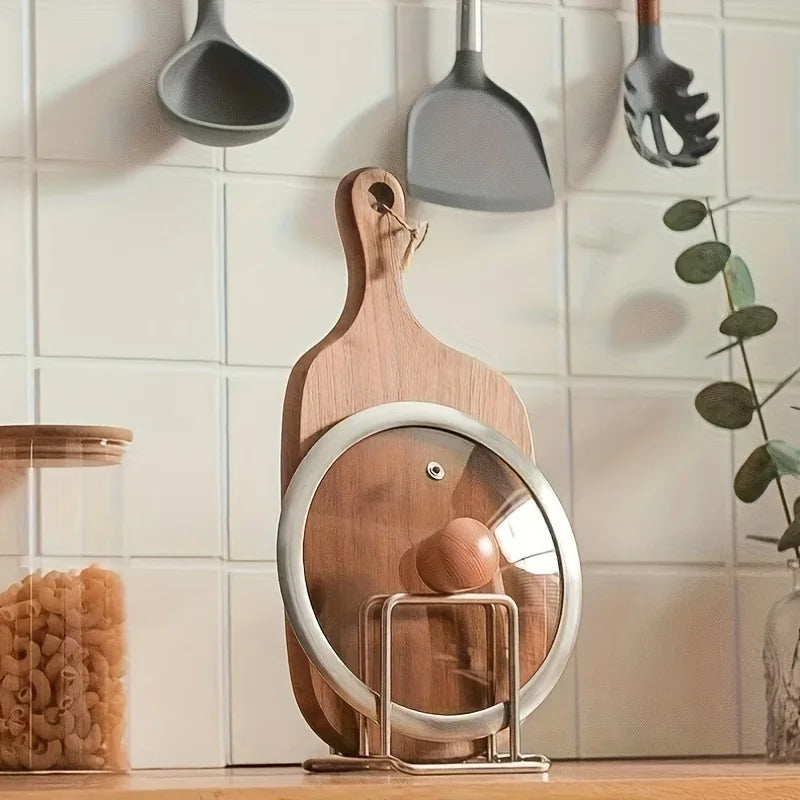 Pot lid and cutting board rack