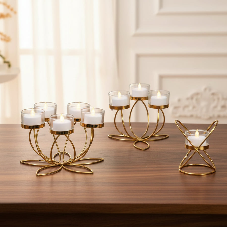 Gold Metal Candlestick Holder | Retro European Style | 1, 3, 4 & 5 Head