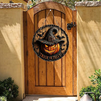 Round Wooden Halloween Sign