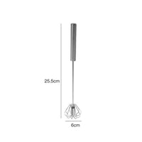 Stainless Steel Rotary Whisk — Semi-Automatic Press & Spin, Small / Medium / Large