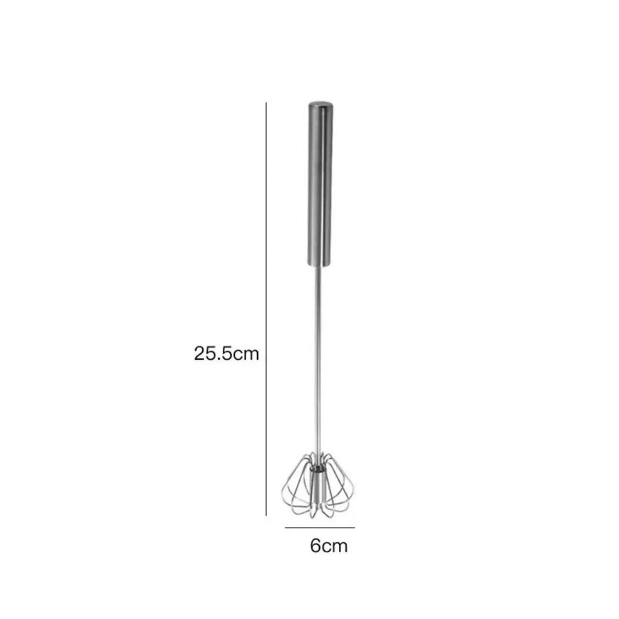 Stainless Steel Rotary Whisk — Semi-Automatic Press & Spin, Small / Medium / Large