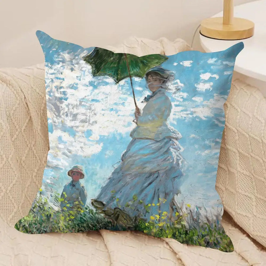 Claude Monet Art Cushion Cover — Silky Short Plush | Invisible Zipper | 10 Designs | 5 Sizes