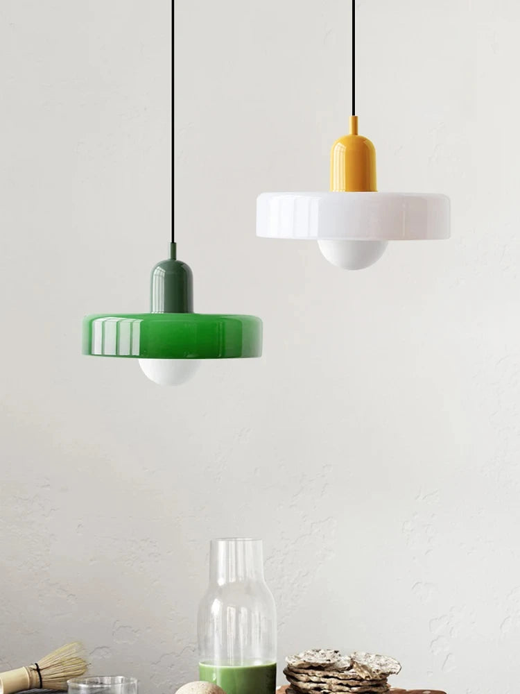 Bauhaus Glass Pendant Chandelier — Hand-Blown Shade