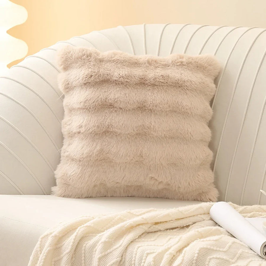 Soft Plush Fur Cushion Cover — 45x45cm | 7 Colours | Sofa & Bedroom Decor