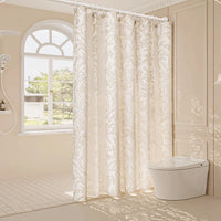 Moonlit Branch Jacquard Shower Curtain — Embossed Relief | Thickened Fabric | 2 Colours | 9 Sizes