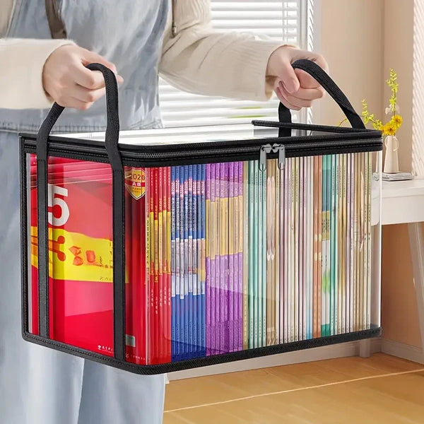 Clear flip-top storage box