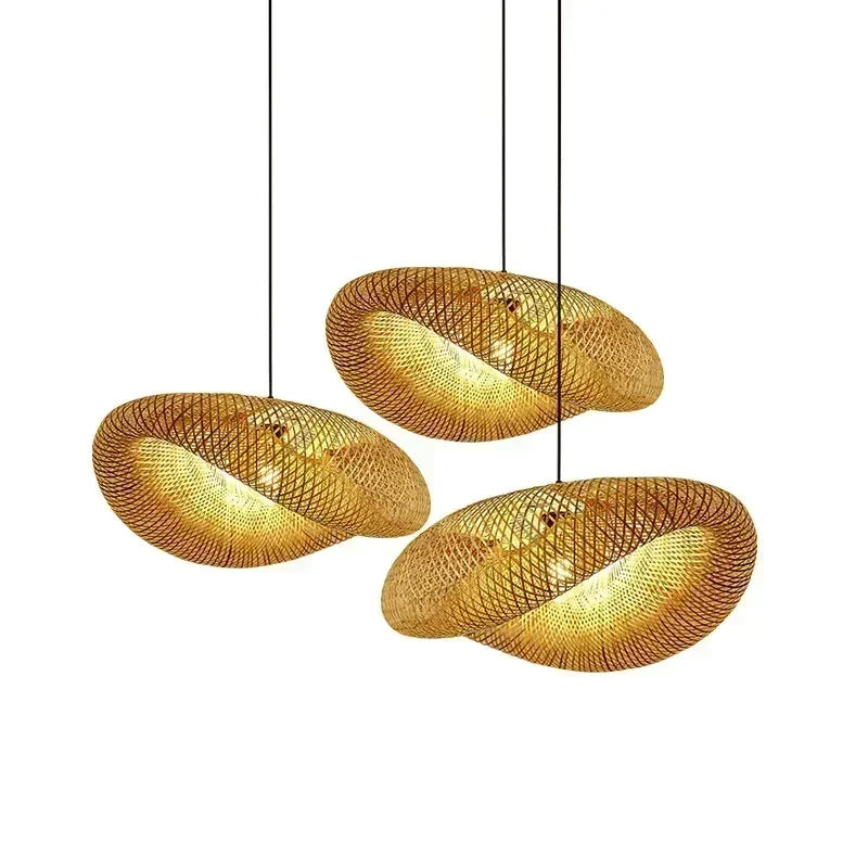 Hand-woven bamboo & rattan pendant light