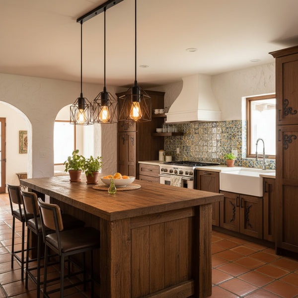 Vintage Nordic 3-Light Pendant Chandelier — Black Metal | E27 | Dining, Kitchen & Living Room
