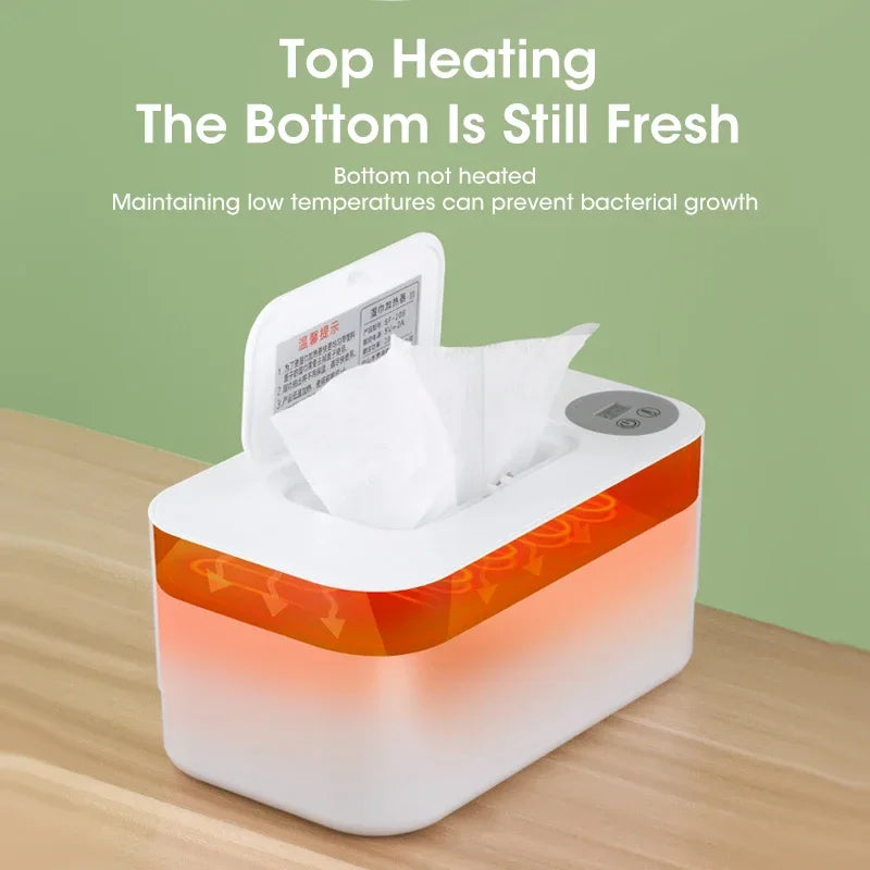USB Baby Wipe Warmer with LED Display — Thermostat, Holds 80 Wipes