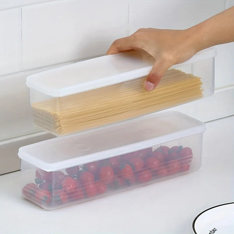 Long Rectangular Food Storage Containers — Set of 4, Clear Plastic