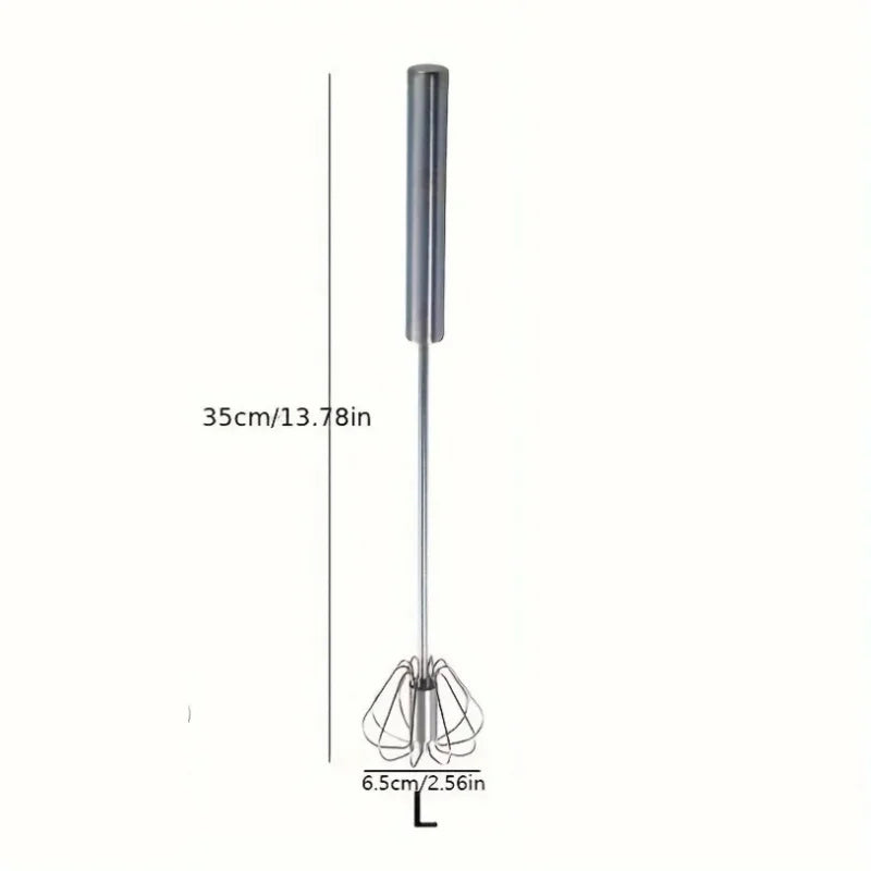Semi-Automatic Stainless Steel Egg Beater — Hand Push Mixer, S / M / L