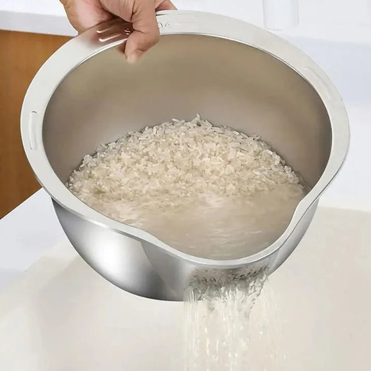Rice Washer Strainer Bowl | Stainless Steel