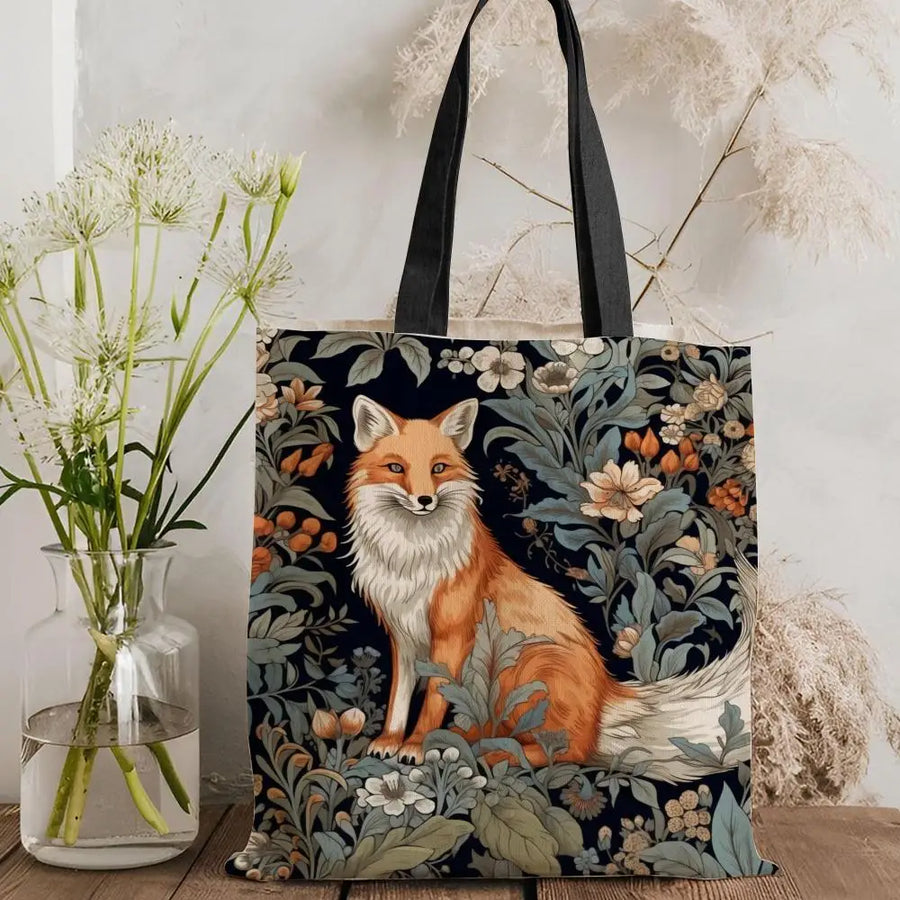 William Morris Art Fox Canvas Tote Bag — Eco Linen | Large Capacity