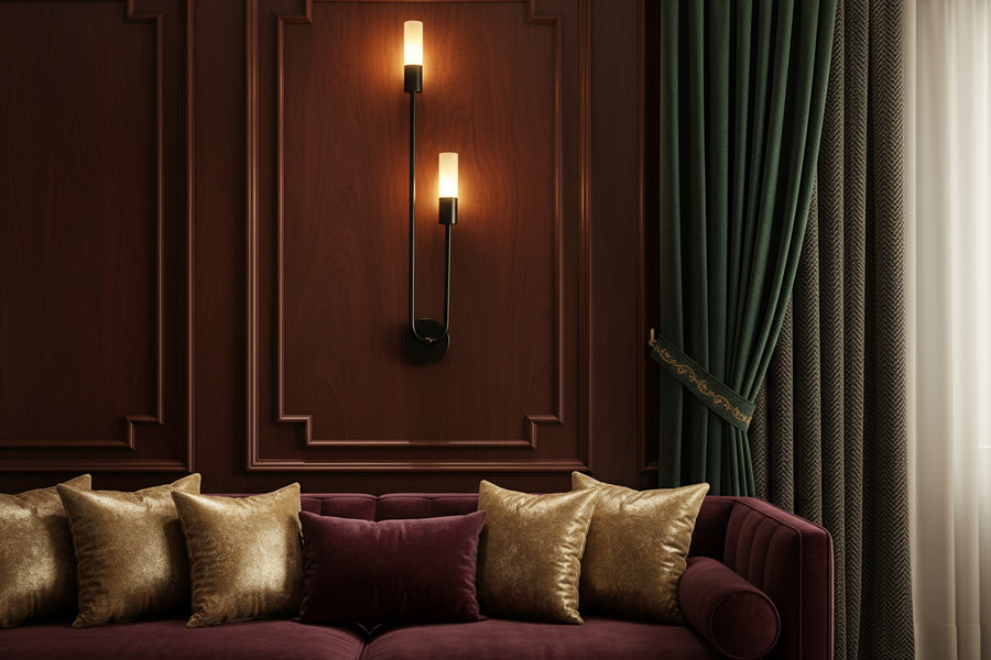 Nordic Modern Wall Lamp — Dual Light, Touch Switch, Black & Gold