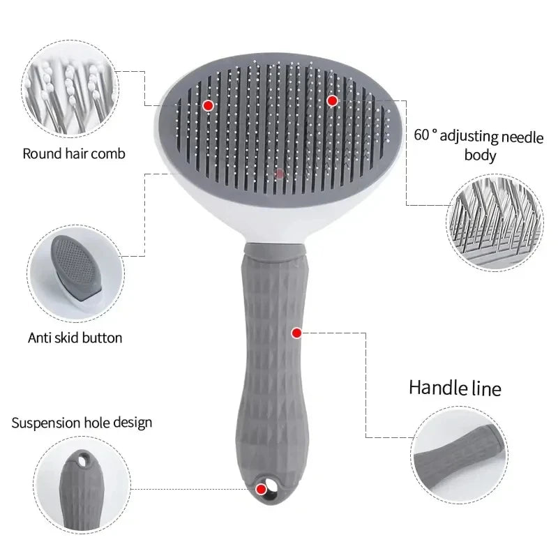 Self-Cleaning Pet Slicker Brush — Dogs & Cats, All Coat Types