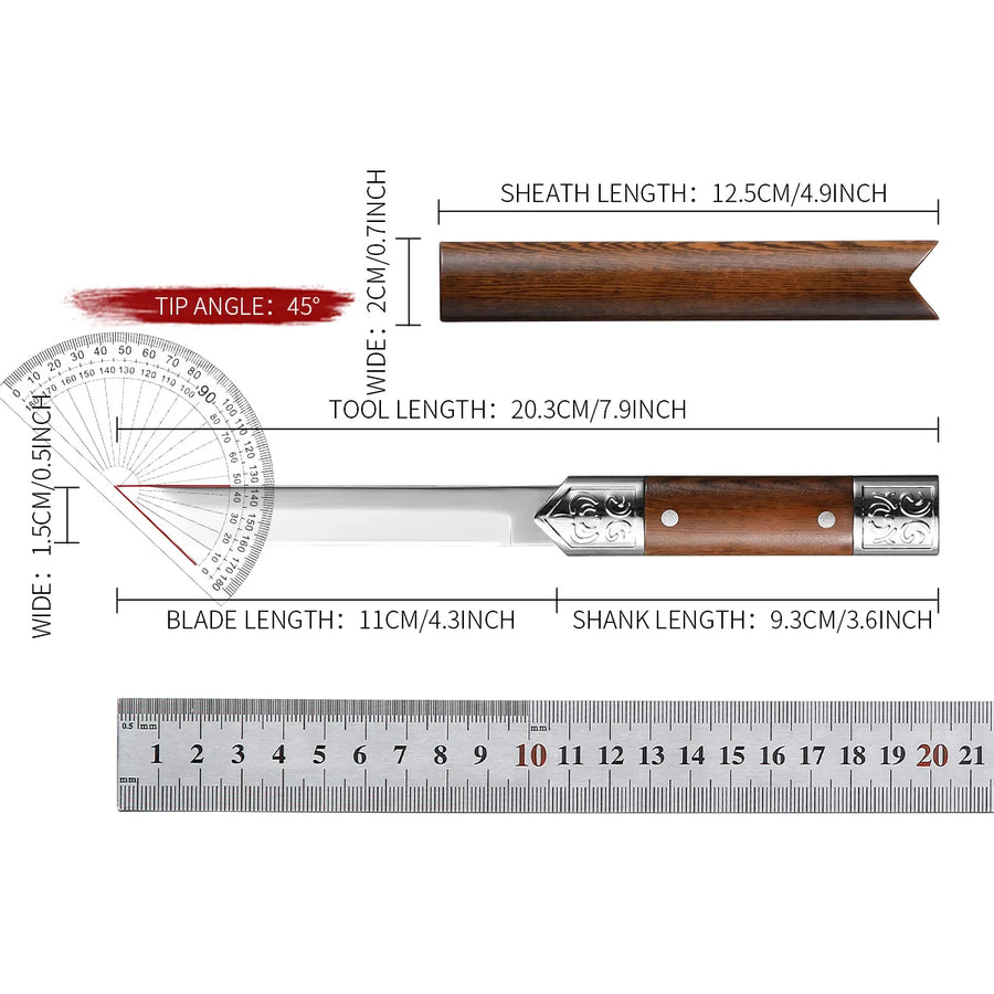Compact Fixed Blade Fruit & Kitchen Knife | Sharp Stainless Steel | Brown