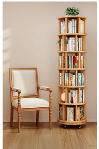 Solid Wood Rotating Bookshelf