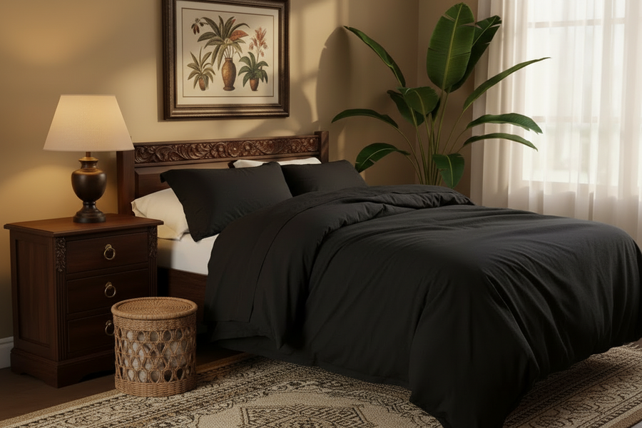 Washed Cotton Duvet Cover Set — 3-Piece, 16 Colours, 12 Sizes