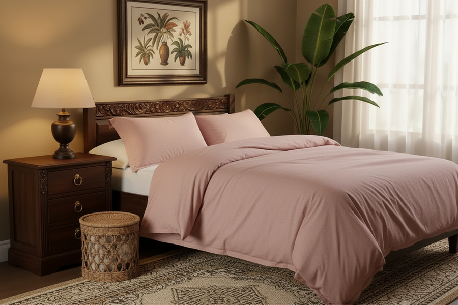 Washed Cotton Duvet Cover Set — 3-Piece, 16 Colours, 12 Sizes