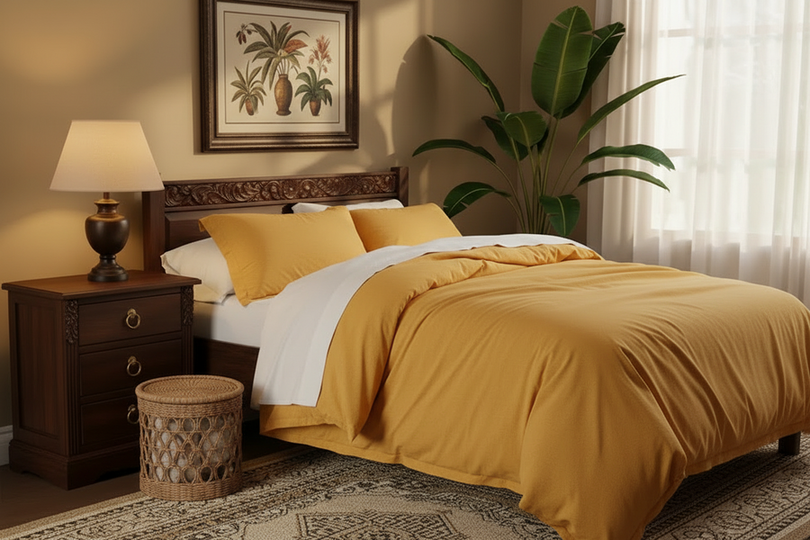 Washed Cotton Duvet Cover Set — 3-Piece, 16 Colours, 12 Sizes