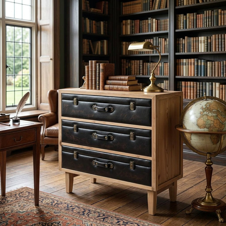Vintage-style three-drawer cabinet