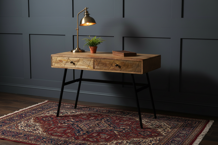 Writing Desk with Drawers Solid Mango Wood 110x50x76 cm