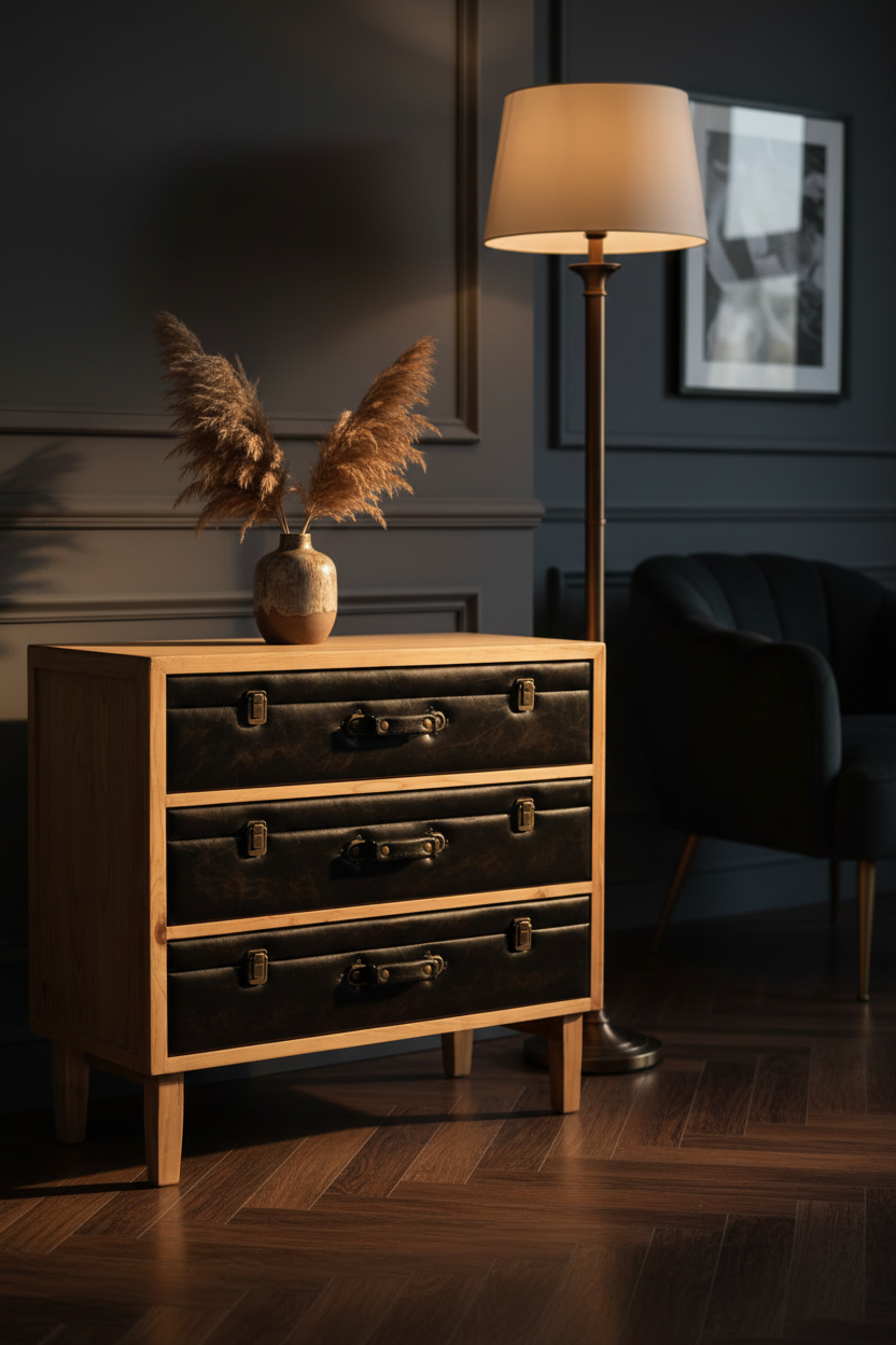 Vintage-style three-drawer cabinet